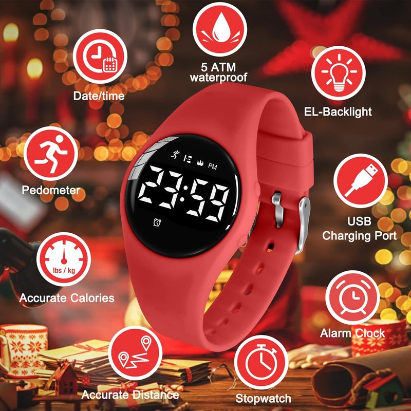 A ALPS Kids Watches for Girls Boys Digital Sport Watch with Step Counter Pedometer Vibration Alarm Clock, No App Waterproof Fitness Tracker Kids Watch Boys Girls Teens Students Ages 5-16 - Image 2